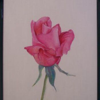 Painting titled "Rose rose" by Eliane Lebrun, Original Artwork