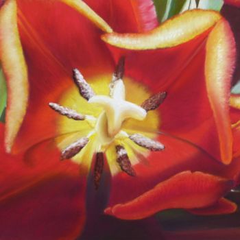 Картина под названием "Tulipe épanouie" - Elian Hanba, Подлинное произведение искусства