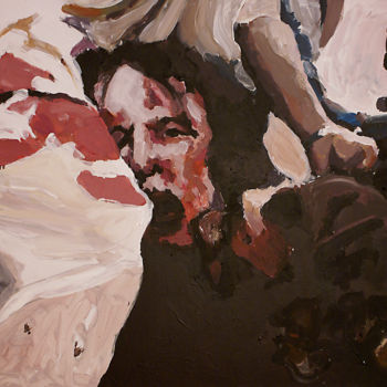 제목이 "Gheddafi"인 미술작품 Fausto Campani로, 원작, 아크릴 나무 들것 프레임에 장착됨