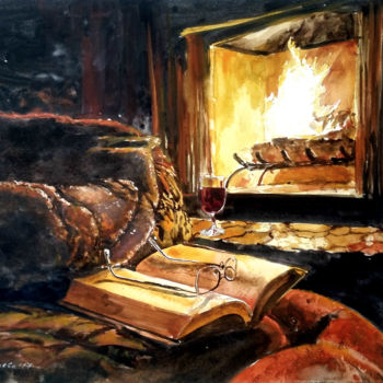 Painting titled "Home" by Elitsa Karabashlieva, Original Artwork, Watercolor