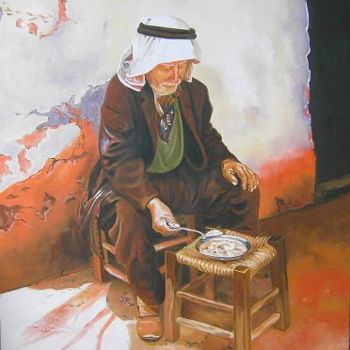 Painting titled "lebanese old man" by Elie Makhlouf, Original Artwork