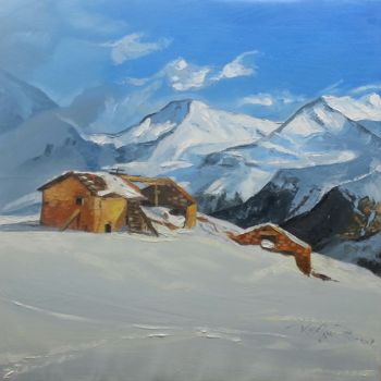 Painting titled "l'hiver" by Elie Kasonga, Original Artwork, Oil