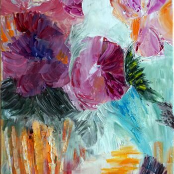Pittura intitolato "melodie-de-fleurs-I…" da Eliette Gaurin, Opera d'arte originale, Olio