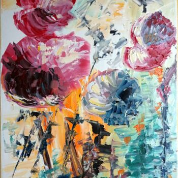 Painting titled "melodie-de-fleurs-I…" by Eliette Gaurin, Original Artwork, Oil