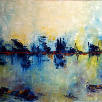 Painting titled "le-temps-de-linfini…" by Eliette Gaurin, Original Artwork, Oil Mounted on Wood Stretcher frame