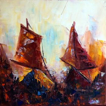 Pintura intitulada "retour-dun-voyage-e…" por Eliette Gaurin, Obras de arte originais, Óleo
