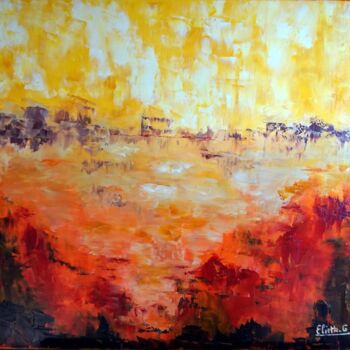 Painting titled "l'esprit-du-geste" by Eliette Gaurin, Original Artwork, Oil Mounted on Wood Stretcher frame