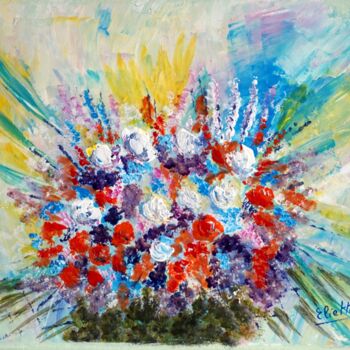 Malarstwo zatytułowany „Bouquet du jardin” autorstwa Eliette Gaurin, Oryginalna praca, Akryl