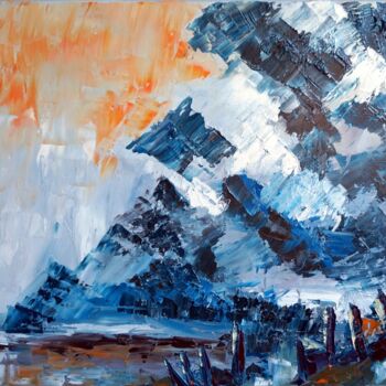 Pintura intitulada "Majestueuse montagne" por Eliette Gaurin, Obras de arte originais, Óleo Montado em Armação em madeira