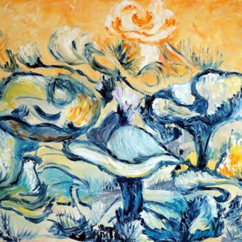 Painting titled "Sérénité symbolique" by Eliette Gaurin, Original Artwork, Oil