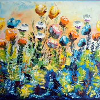 Painting titled "Rêver d'un jardin" by Eliette Gaurin, Original Artwork, Oil