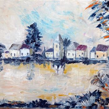 Painting titled "Esprit de village" by Eliette Gaurin, Original Artwork, Oil