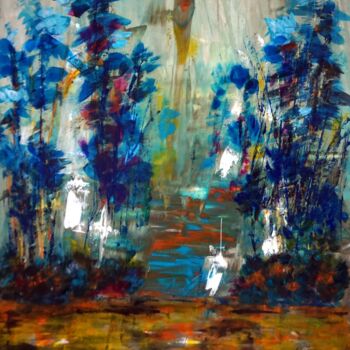 제목이 "Chemin forestier II"인 미술작품 Eliette Gaurin로, 원작, 아크릴 나무 들것 프레임에 장착됨