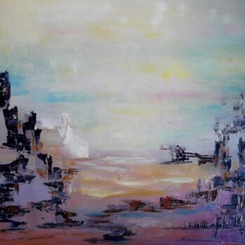 Painting titled "la-falaise-blanche" by Eliette Gaurin, Original Artwork, Oil Mounted on Wood Stretcher frame