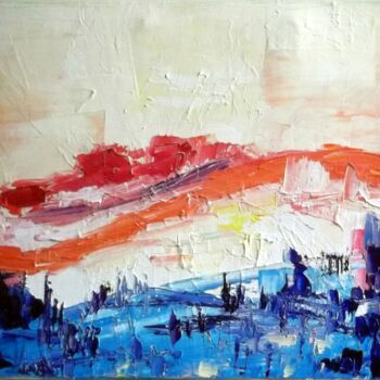 Painting titled "colline-orangee-hst…" by Eliette Gaurin, Original Artwork, Oil