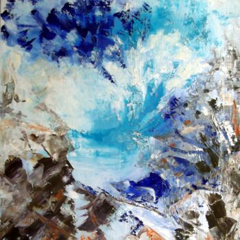 Pittura intitolato "la-vague-bleue-hst" da Eliette Gaurin, Opera d'arte originale, Olio Montato su Telaio per barella in leg…
