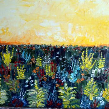제목이 "parfum-de-fleurs-II"인 미술작품 Eliette Gaurin로, 원작, 기름 나무 들것 프레임에 장착됨
