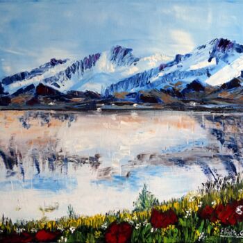 Painting titled "Halte en montagne.j…" by Eliette Gaurin, Original Artwork, Oil