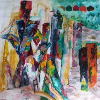 Pintura intitulada "Urbanization in Ist…" por Elif Karaman, Obras de arte originais, Acrílico