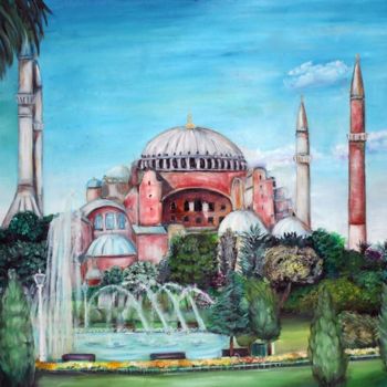 Peinture intitulée "Hagia Sophia in Ist…" par Elif Art, Œuvre d'art originale, Huile