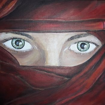 Painting titled "Mysterious eyes" by Elif Art, Original Artwork