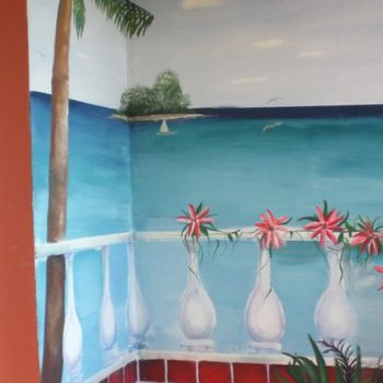Malerei mit dem Titel "Seaside at home" von Elif Art, Original-Kunstwerk, Acryl