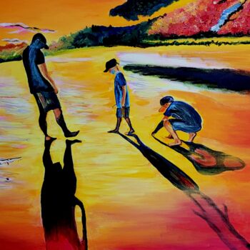 Painting titled "Sunset" by Eli Gross, Original Artwork, Acrylic