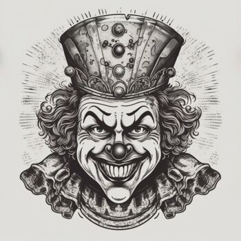 Digitale Kunst getiteld "Victor The Clown" door Elijah Hernandez, Origineel Kunstwerk, Digitale afdruk