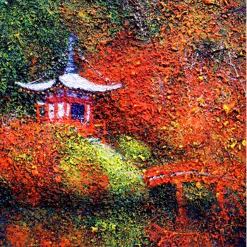 Ζωγραφική με τίτλο "Jardin Japonais" από Elika Dessapt, Αυθεντικά έργα τέχνης, Ακρυλικό