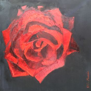 Peinture intitulée "Rose velour" par Elisabeth Massie, Œuvre d'art originale, Huile