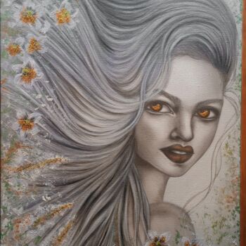Peinture intitulée "Лицо осени:скрытые…" par Elina Romakaeva, Œuvre d'art originale, Crayon
