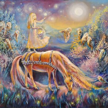 Pintura intitulada "Starry Night's Guar…" por Elina Vetrova, Obras de arte originais, Óleo