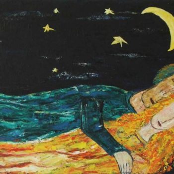 Malerei mit dem Titel "“Romantic night” oi…" von Elin Bogomolnik, Original-Kunstwerk, Öl