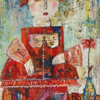 Pintura titulada "“Peasant girl” oil…" por Elin Bogomolnik, Obra de arte original, Oleo