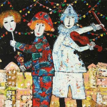 Pintura intitulada "Italian Carnival" por Elin Bogomolnik, Obras de arte originais, Óleo