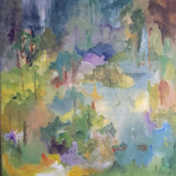 Painting titled "Jardin merveilleux" by Elinel, Original Artwork, Acrylic