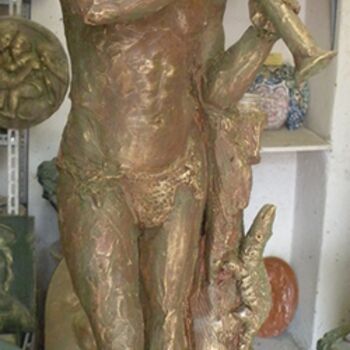 Sculpture intitulée "SATIRO SUONANTE" par Mastro Elio, Œuvre d'art originale, Céramique