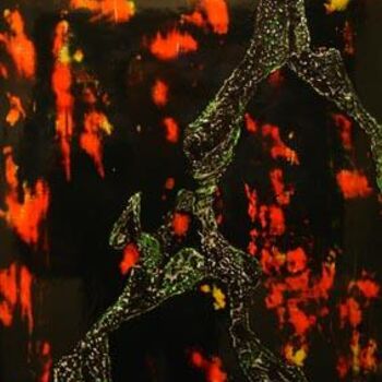 Schilderij getiteld "Abstract mangrove" door Elisa Albert, Origineel Kunstwerk, Olie