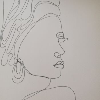 Dessin intitulée "Femme au turban" par Élisa Brun, Œuvre d'art originale, Marqueur