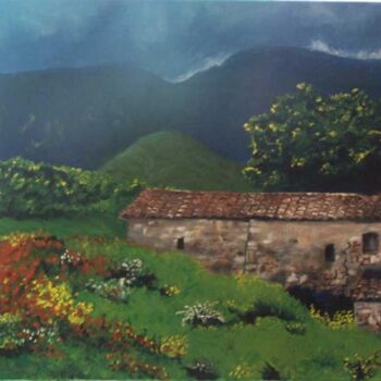 Painting titled "Mas de Provence" by Élisa Brun, Original Artwork