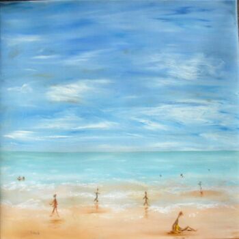 Peinture intitulée "La plage" par Elisa Cook, Œuvre d'art originale, Huile