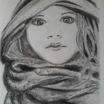 Desenho intitulada "Petite fille" por Elisa Galam, Obras de arte originais