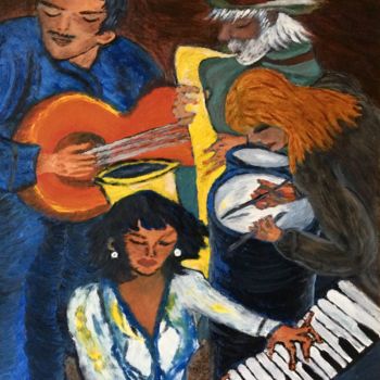Painting titled "New Orleans Jazz" by Elisa Art, Original Artwork, Oil