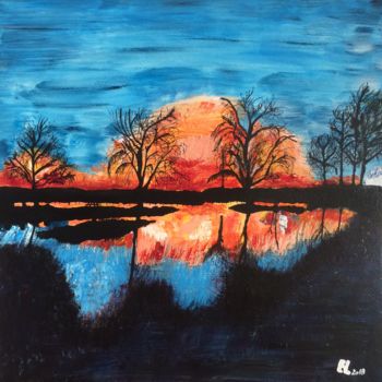 Schilderij getiteld "sunset" door Elisa Lem, Origineel Kunstwerk