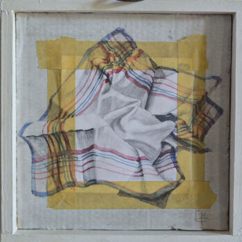 Drawing titled "Fazzoletto n°2-seri…" by Elisa Marmo, Original Artwork, Watercolor Mounted on Wood Panel