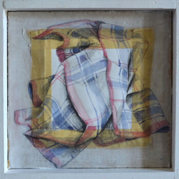Drawing titled "Fazzoletto n°3-seri…" by Elisa Marmo, Original Artwork, Watercolor Mounted on Wood Panel