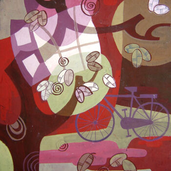 Painting titled "The old bicycle in…" by Elisa Quynh, Original Artwork, Acrylic