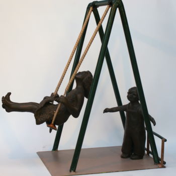 Sculpture titled "Encore plus haut !" by Elisabeth Aloccio, Original Artwork, Clay