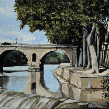 Painting titled "Vue du Pont  Sommiè…" by Elisabeth Begot, Original Artwork, Acrylic