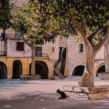 Painting titled ""Place du Marché"…" by Elisabeth Begot, Original Artwork, Acrylic